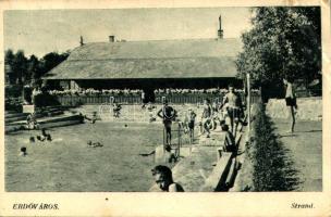 1943 Erdőváros (Erdőkertes), strand, fürdőzők. Fekete László fényképész kiadása (EB)