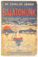 Sziklay János: Balatonunk. Egészségügyi, gazdasági és turisztikai értéke. Bp., é.n., Országos Pázmány-Egyesület., (Pécs, Danubia Könyvkiadó), VI+11-299+5 p.+ 4 (kétoldalas képtáblák) t. Fekete-fehér fotókkal. Kiadói papírkötés, foltos borítóval, kissé szakadozott borítószélekkel, 5 lap hiányzik (1-10.)