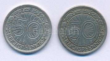 Németország / Weimari Köztársaság 1927A 50pf Ni + 1937D 50pf Ni T:XF,F Germany / Weimar Republic 1927A 50 Pfennig Ni + 1937D 50 Pfennig Ni C:XF,F Krause KM#49