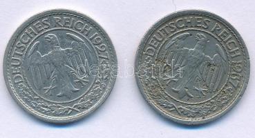Németország / Weimari Köztársaság 1927A 50pf Ni + 1937D 50pf Ni T:XF,F Germany / Weimar Republic 192...