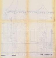 1976-79 Soproni Szt, Mihály termplom felújítási tervrajzai, Földmérő és Talavizsgáló Vállalat, soksz...