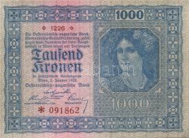 Ausztria / Osztrák-Magyar Bank 1922. 1000K (4x) kis ugrású sorszámokkal T:I