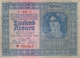 Ausztria / Osztrák-Magyar Bank 1922. 1000K (4x) kis ugrású sorszámokkal T:I