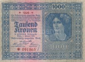 Ausztria / Osztrák-Magyar Bank 1922. 1000K (4x) kis ugrású sorszámokkal T:I