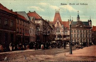 Neuss, Markt mit Rathaus / market, town hall, shops. Raphael Tuck & Sons Specialanfertigung "Polyton I" (EK)