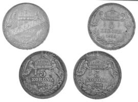 1900-1909. 5K Ag "Ferenc József" (4xklf) T:XF,VF patina, ph.
Adamo K7