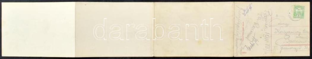 1911 Borszék, Borsec; Szerpentin út. Polatsek Gyula kiadása, 4-részes kinyitható panorámalap / serpe...