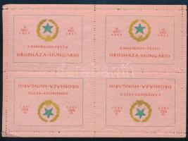 1957 Eszperantó levélzáró négyestömb Zamenhof fest Orosháza