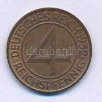 Németország/Weimari Köztársaság 1932A 4pf bronz T:XF Germany/Weimar Republic 1932A 4 Pfennig bronze C:XF Krause KM#75