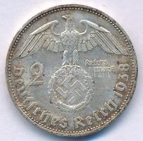 Német Harmadik Birodalom 1938E 2M Ag "Hindenburg" T:XF patina German Third Reich 1938E 2 M...