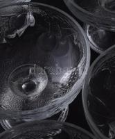 Fagyalaltos kehely garnitúra, domború gyümölcsmintákkal, 6 darab, hibátlan, d: 12 cm, m: 10,5 cm