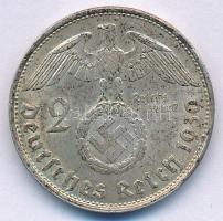 Német Harmadik Birodalom 1939B 2M Ag "Hindenburg" T:XF patina German Third Reich 1939B 2 M...
