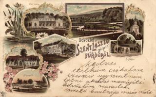 Püspökfürdő hotel, spa and railway station litho