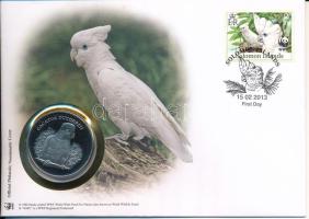 Salamon-szigetek DN (1991) "A Világ Vadvédelmi Alap (WWF) 30. évfordulója - Cacatua Ducorpsii (Salamon-szigeteki kakadu)" kétoldalas fém emlékérem érmés borítékban, bélyeggel és bélyegzéssel, német nyelvű ismertetővel T:PP  Solomon Islands ND (1991) "30th Anniversary of the World Wildlife Fund - Cacatua Ducorpsii" two-sided metal commemorative medallion in envelope with stamp and cancellation, with German description C:PP