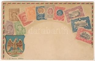 Mexico - stamps and coat of arms. J. G. Hatton No. 30. Art Nouveau, embossed litho (EK)