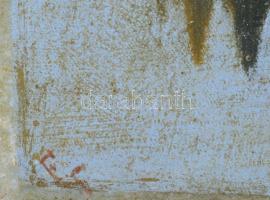 Olvashatatlan jelzéssel (balra lent): Vízparti táj. Olaj, vászon, sérült. 61x77 cm