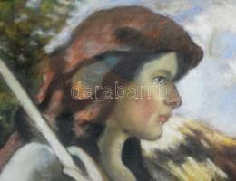 Réti Zsuzsa (1899-?): Lány a kertben. Pasztell, papír, jelezve balra lent. Dekoratív, üvegezett fake...