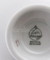 6 darab porcelán reggeliző szett: csésze alátéttel és desszertes tányér. Jelzett, kopással, közte ri...