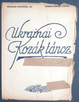 [Kotta] Ukrainai kozák táncz. Danse de cosaque de la l&#039;Ukraine. Budapest, [1917 körül]. Lédeder István Antiquar, Könyv és Zeneműkereskedés [ny. n.] [4] p. Léderer István erzsébetvárosi antikváriuma és zeneműboltja 1913-ban kezdte meg zongora- és nótakottáinak kiadását, eleinte 30 filléres áron, a sorozat 1918-ban már a 145. számnál tartott. Folyóirathirdetéseiben tételünket így reklámozta a kiadó: ,,Szövege nincs, de mint muzsika -elsőrangú tánc!&quot;. A hátsó borítón a megjelentetett zeneművek listája, emlékezetes marketingstratégiai megjegyzéssel: ,,Küldje be ismerősei címét, akik muzsikálnak, a fáradságért egy szép kottát küldök ingyen ajándékul&quot;. A címoldalon javítások. (Népszerű zeneműtár, 130. szám.) Fűzve, enyhén sérült lapokkal. Ritka.