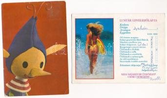 31 db MODERN vicces motívum képeslap: mese, báb / 31 modern funny motive postcards: cartoons, puppet...