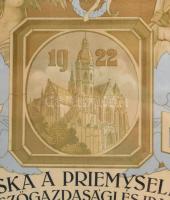 1922 Kassa (Kosice/Kaschau), A Kassai Mezőgazdasági és Iparkiállítás magyar - szlovák nyelvű oklevel...