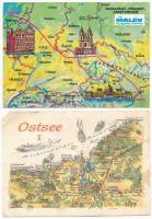 21 db MODERN magyar és külföldi térképes képeslap / 21 modern Hungarian and others map postcards