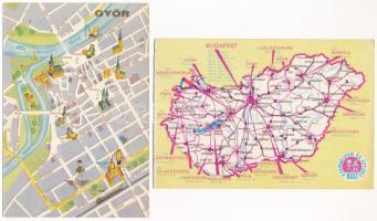 21 db MODERN magyar és külföldi térképes képeslap / 21 modern Hungarian and others map postcards