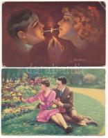 15 db RÉGI zsáner motívum képeslap vegyes minőségben: szerelmes párok / 15 pre-1945 motive postcards in mixed quality: romantic couples in love