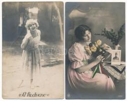15 db RÉGI zsáner motívum képeslap vegyes minőségben: szerelmes párok / 15 pre-1945 motive postcards...