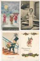 11 db RÉGI karácsonyi és újévi üdvözlő képeslap vegyes minőségben / 11 pre-1950 Christmas and New Year greeting postcards in mixed quality