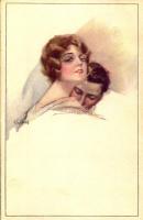 Italian lady art postcard, romantic couple. Anna & Gasparini 443-6. s: Valery (fl)