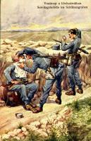 1915 Vasárnap a lövészárokban / Sonntagstoilette im Schützengraben / WWI Austro-Hungarian K.u.K. military art postcard, Sunday routine in the trenches (EK)