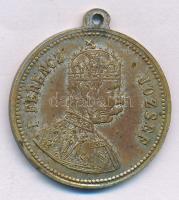 1896. "Millenniumi emlék 896-1896 / I. Ferencz József" kétoldalas ezüstözött bronz emlékér...