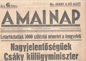 [II. Világháború] A Mai Nap. 1939. augusztus 20. (Napilap, XVI. évfolyam, 189. szám) "Letartózt...