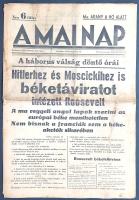[II. Világháború] A Mai Nap. 1939. augusztus 26. (Napilap, XVI. évfolyam, 194. szám) "A háborús...