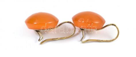 9K arany fülbevaló borostyánnal. Jelzett. br 2,68 g