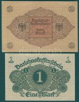 Német Birodalom / Weimari Köztársaság 1920. 1M + 2M piros nyomattal T:I