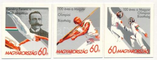 1995 Hasonló formában és színekkel, de eltérő értékjelzéssel megvalósult Magyar Olimpiai Bizottság 3 értékes sorozat nyomdai fotói borítékra ragasztva. Ritka különlegesség!!!