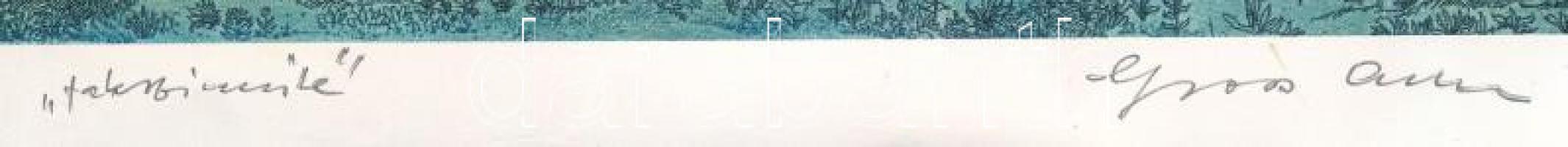 Gross Arnold (1929-2015): Előtértanulmány. "Fakszimile" grafika, papír, jelzett. Kissé gyű...