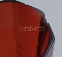 Talpas fürdőpohár - Koritnycai emlék felirattal. Magyar, cca 1850, Rubinpácolt fazettált üveg. Nyolc...