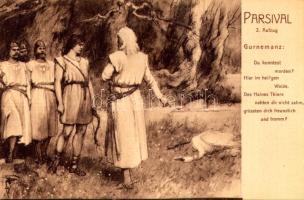 Parsival 2. Aufzug. Richard Wagner's Heldengestalten nach Originalen von F. Leeke auf 24 Künstlerpostkarten: No. 23., Verlag L. Pernitzsch