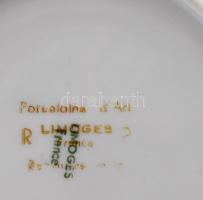 Limoges 3 darab porcelán tárgy: bonbonier, tál, kis tálka. Jelzett, d: 13 cm alatt