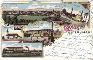 Trumau with railway station and textile mill litho