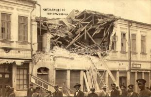 Gorna Oryahovitsa, Earthquake on June 1, 1913. Community center in ruins. photo (glue marks)