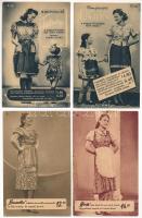 Magyar Divatcsarnok. Budapest VII. Rákóczi út 70-76. - 7 db régi használatlan reklám képeslap ruhákkal / 7 pre-1945 Hungarian fashion shop advertisement postcards