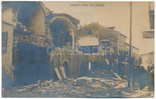 Veliko Tarnovo, Earthquake on June 1, 1913. Main Street in ruins, Bazhdarluka Square, pharmacy. photo (glue marks)