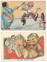 21 db RÉGI humoros motívum képeslap vegyes minőségben / 21 pre-1945 funny motive postcards in mixed quality