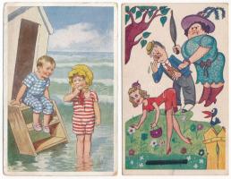 21 db RÉGI humoros motívum képeslap vegyes minőségben / 21 pre-1945 funny motive postcards in mixed ...