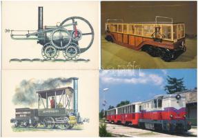 23 db MODERN vasúti motívum képeslap vonatokkal, gőzmozdonyokkal / 23 modern railway motive postcards with trains and locomotives