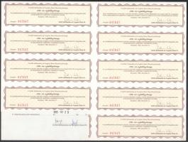 1989. "Dunabank Rt." részvénye 10.000Ft-ról, bélyegzéssekkel, szelvényekkel T:AU